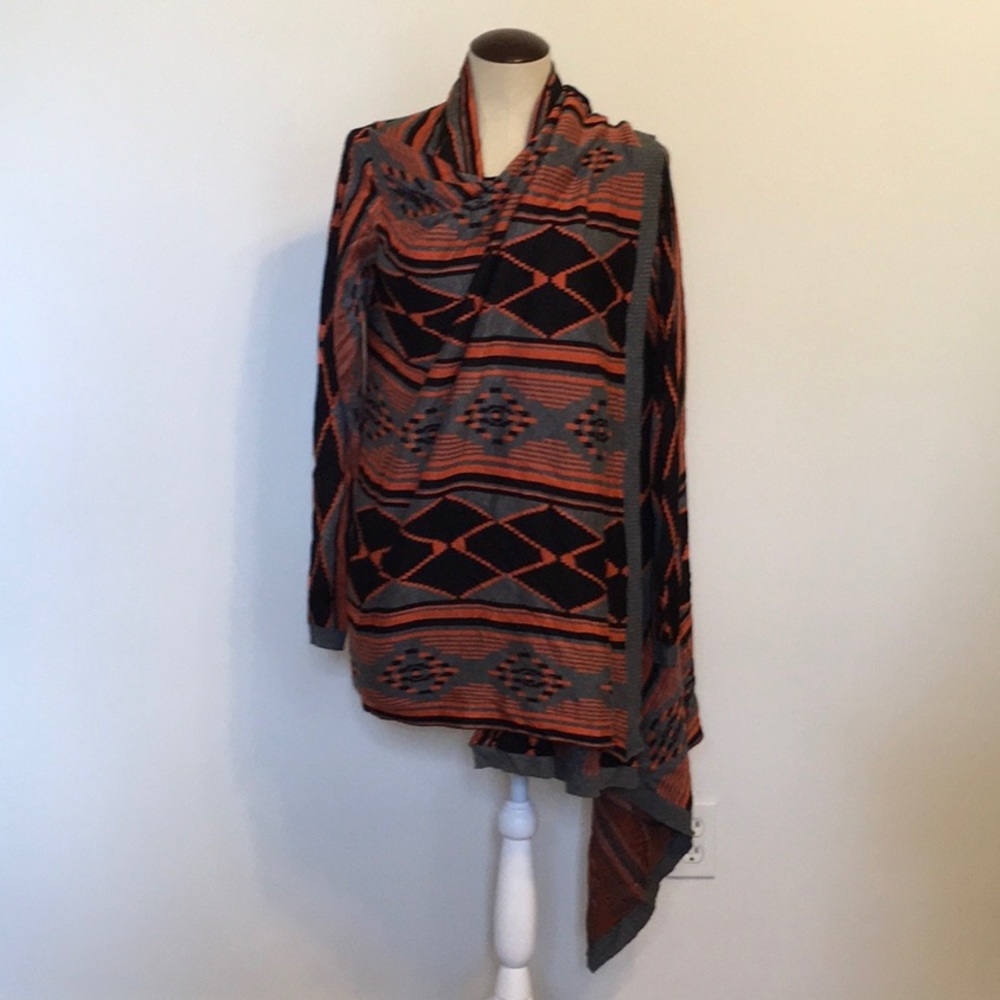 Sisters Tribal Print Waterfall Cardigan. One Sz